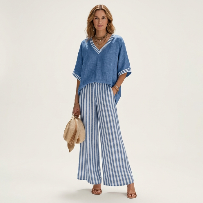 Gemma | Set Coordinato con Top e Pantaloni a Righe
