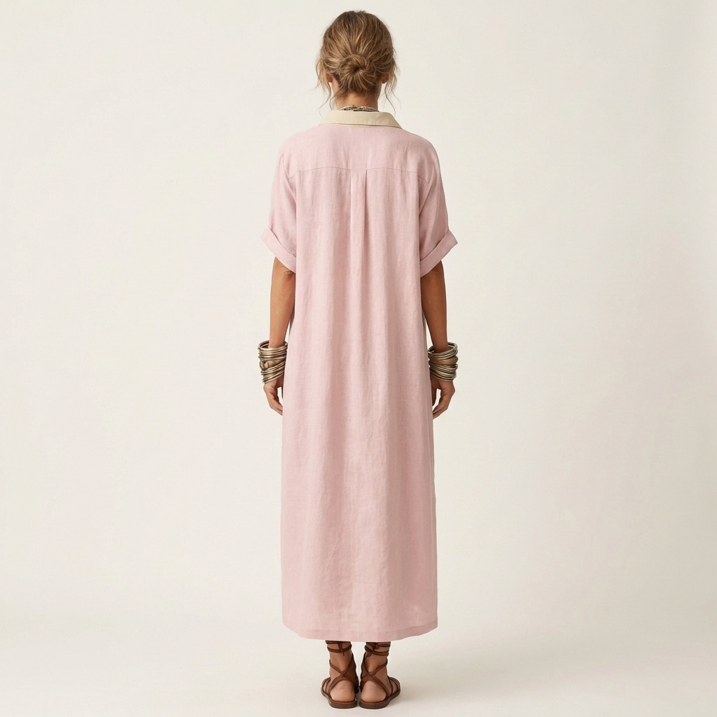 Andreia | Abito Camicia Maxi con Collo a Contrasto
