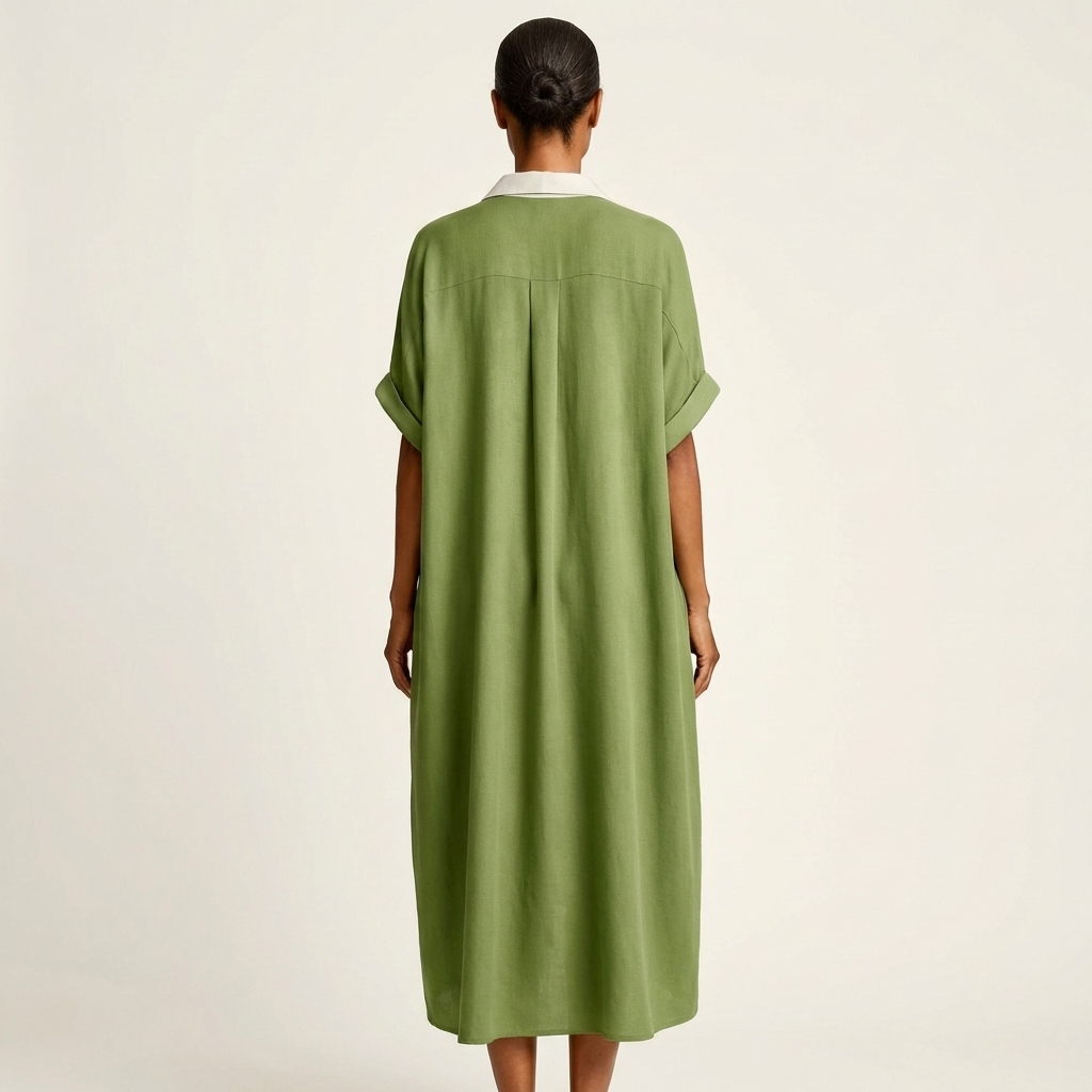Andreia | Abito Camicia Maxi con Collo a Contrasto