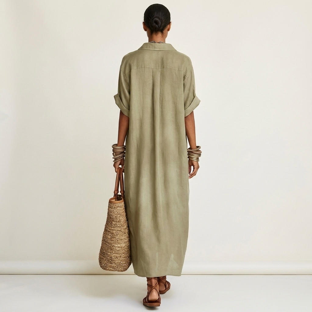 Andreia | Abito Camicia Maxi con Collo a Contrasto