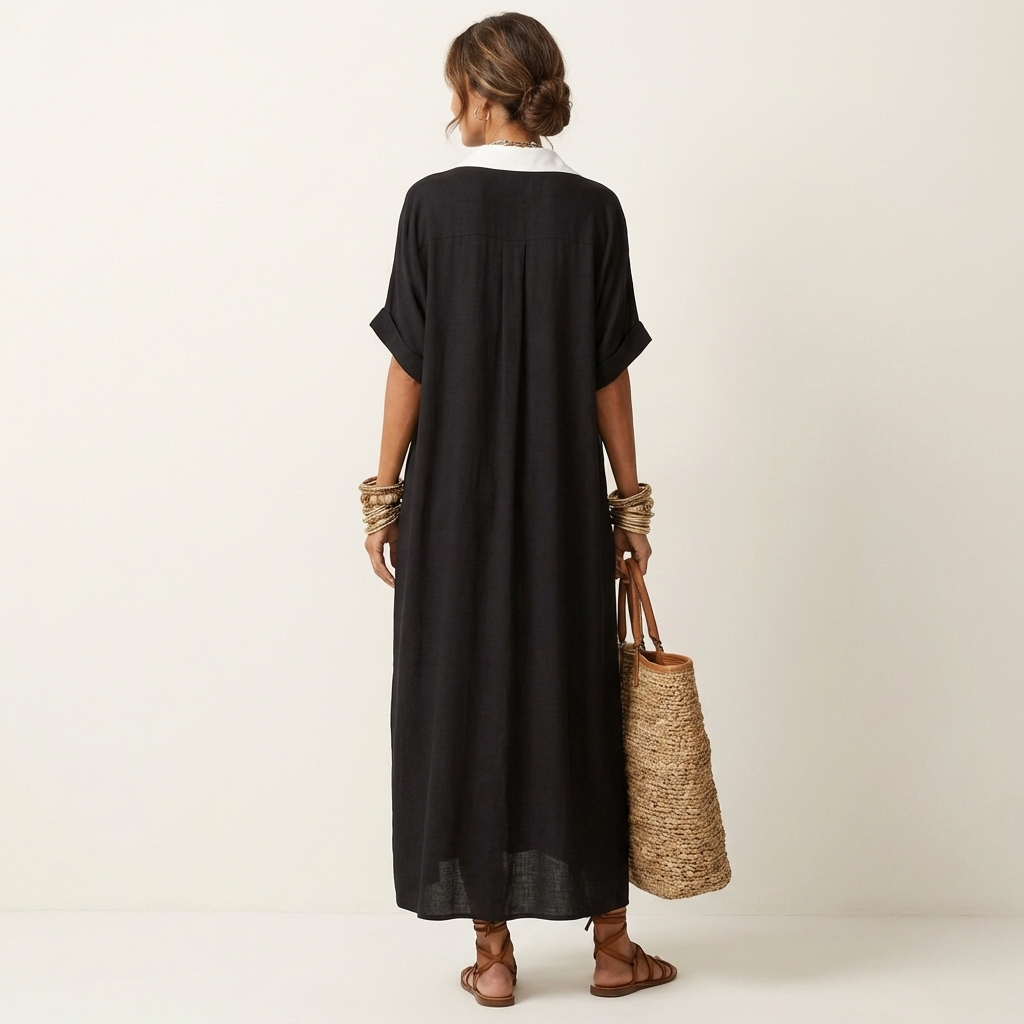 Andreia | Abito Camicia Maxi con Collo a Contrasto