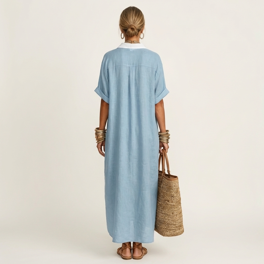 Andreia | Abito Camicia Maxi con Collo a Contrasto