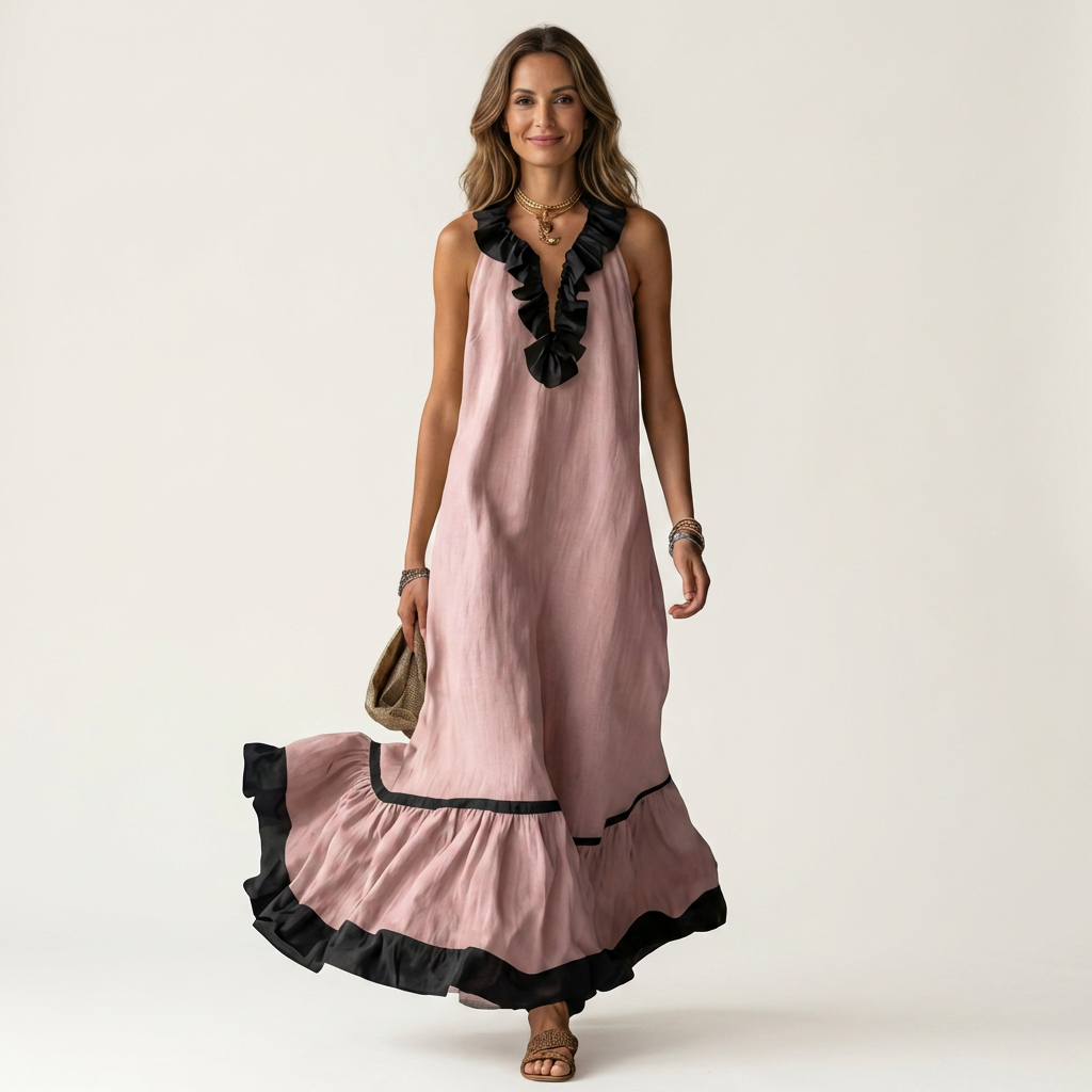 Iolanda | Abito Maxi con Volant