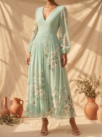 Palmira | Abito Midi Floreale con Scollo a V