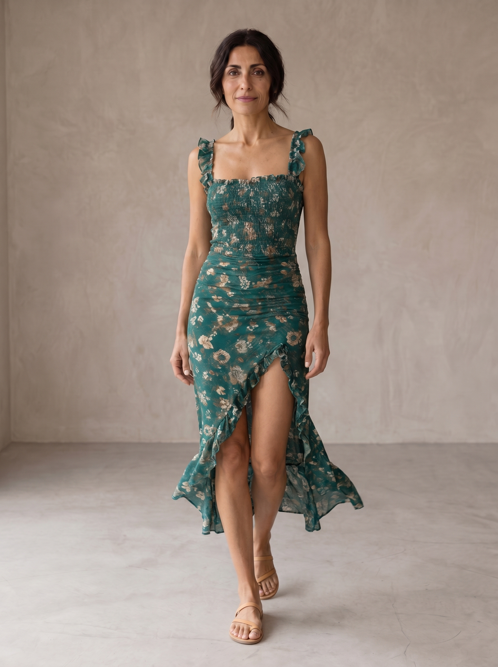 Violena | Abito Midi Floreale con Spacco