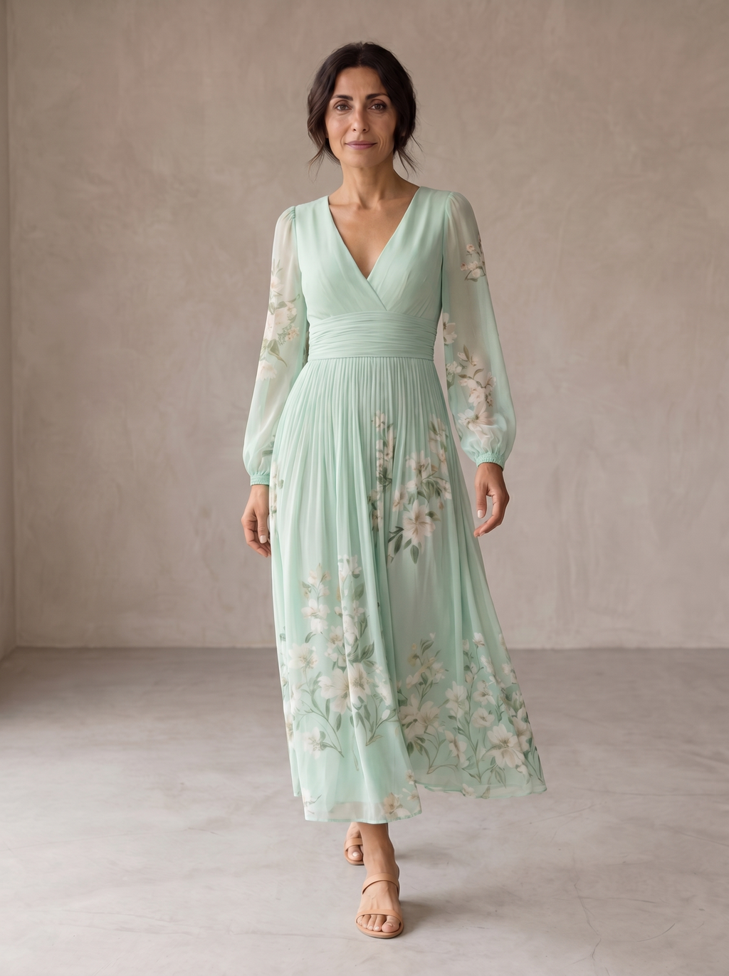 Palmira | Abito Midi Floreale con Scollo a V