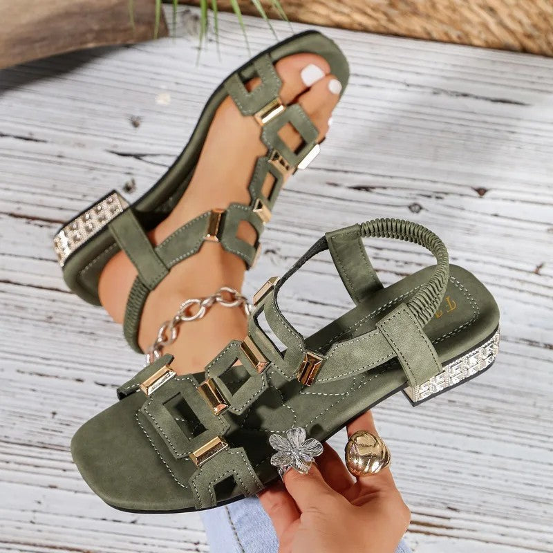 Lorenza | Sandali Bassi con Dettagli Geometrici