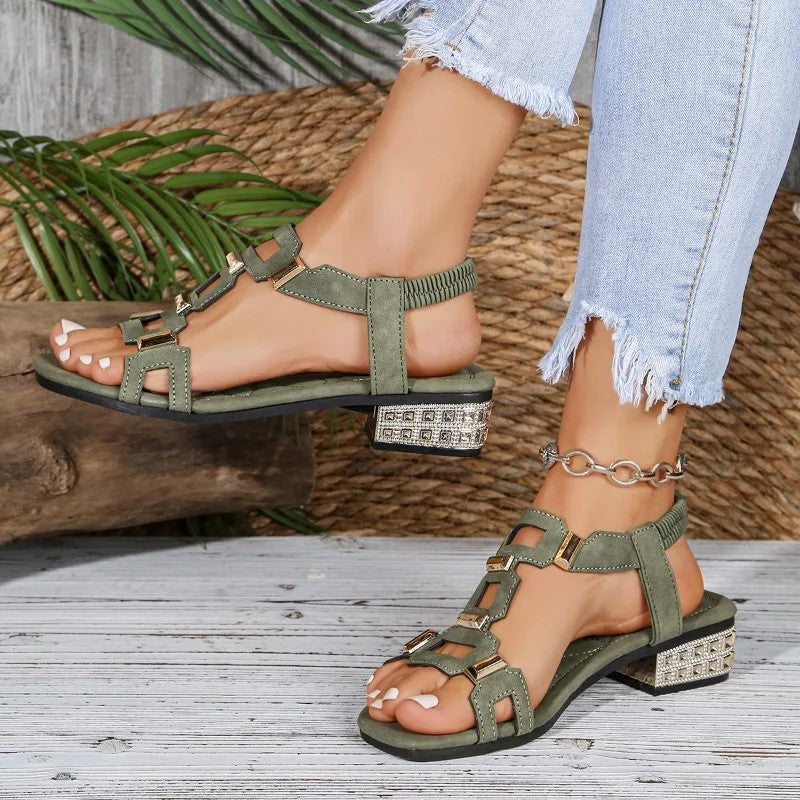 Lorenza | Sandali Bassi con Dettagli Geometrici