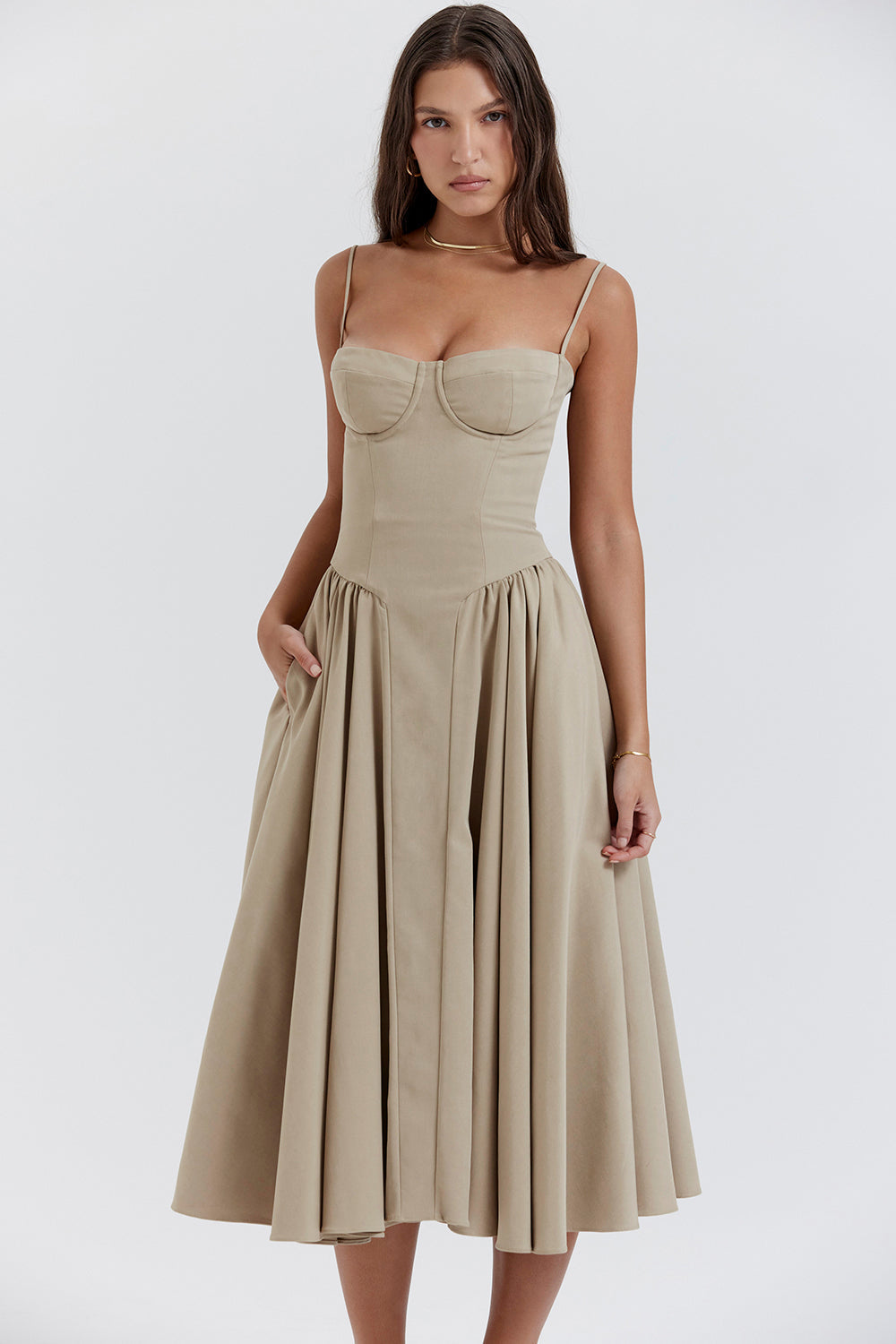 Loredina | Abito Midi con Corpetto Strutturato